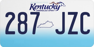 KY license plate 287JZC