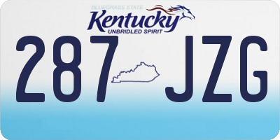 KY license plate 287JZG