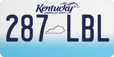 KY license plate 287LBL