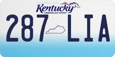 KY license plate 287LIA
