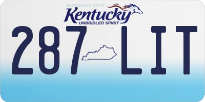 KY license plate 287LIT