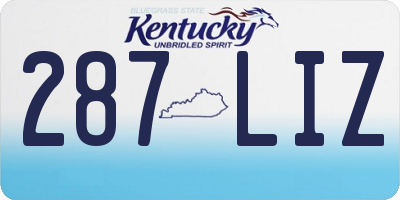 KY license plate 287LIZ