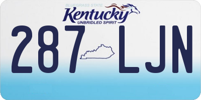 KY license plate 287LJN