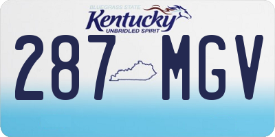 KY license plate 287MGV