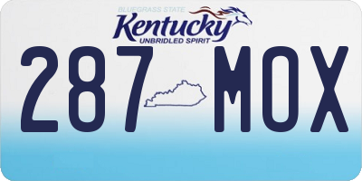 KY license plate 287MOX