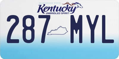KY license plate 287MYL