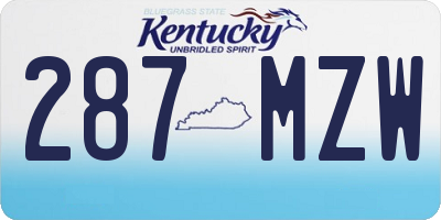 KY license plate 287MZW