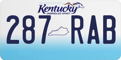 KY license plate 287RAB