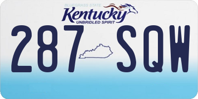 KY license plate 287SQW