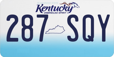 KY license plate 287SQY