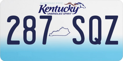 KY license plate 287SQZ