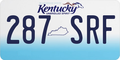 KY license plate 287SRF