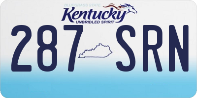 KY license plate 287SRN