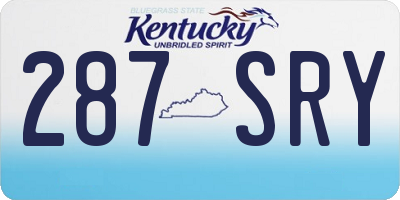 KY license plate 287SRY