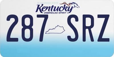 KY license plate 287SRZ