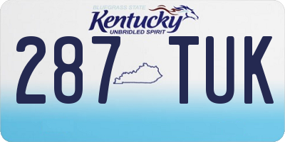 KY license plate 287TUK