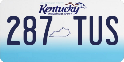 KY license plate 287TUS