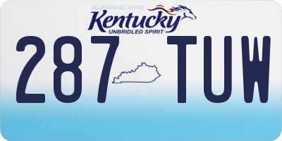 KY license plate 287TUW