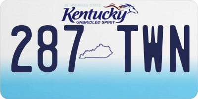 KY license plate 287TWN