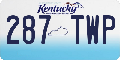 KY license plate 287TWP