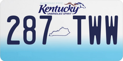 KY license plate 287TWW