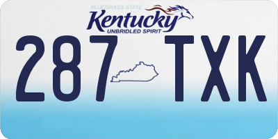 KY license plate 287TXK