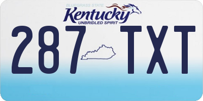 KY license plate 287TXT
