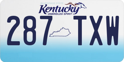 KY license plate 287TXW