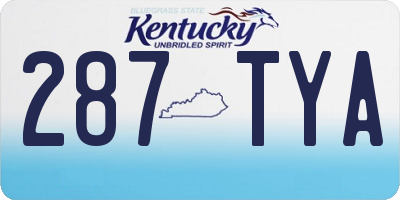 KY license plate 287TYA