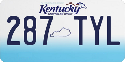 KY license plate 287TYL