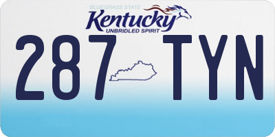 KY license plate 287TYN