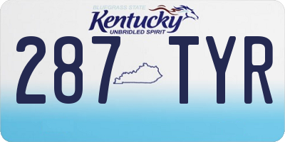 KY license plate 287TYR