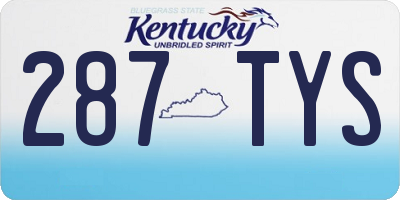 KY license plate 287TYS