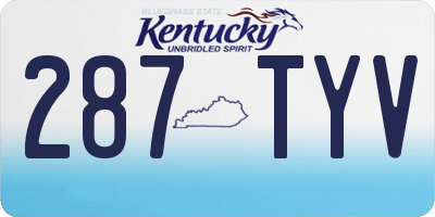 KY license plate 287TYV