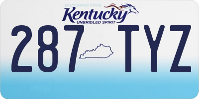 KY license plate 287TYZ