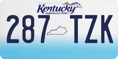 KY license plate 287TZK