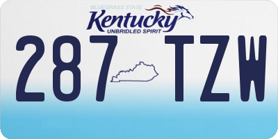 KY license plate 287TZW