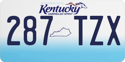 KY license plate 287TZX