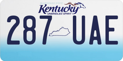 KY license plate 287UAE