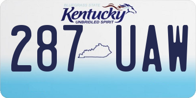 KY license plate 287UAW