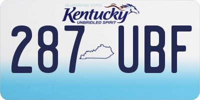 KY license plate 287UBF