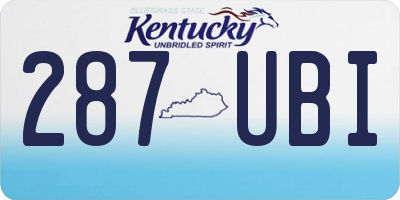 KY license plate 287UBI