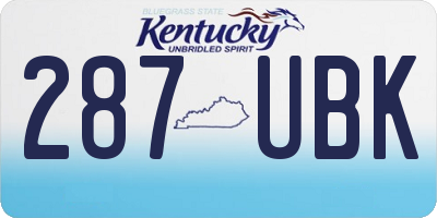 KY license plate 287UBK