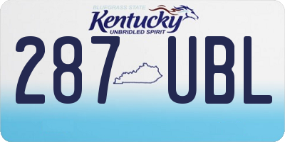 KY license plate 287UBL