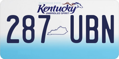 KY license plate 287UBN