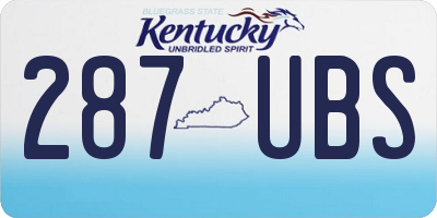 KY license plate 287UBS
