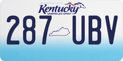 KY license plate 287UBV