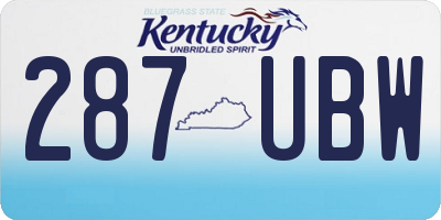 KY license plate 287UBW
