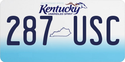 KY license plate 287USC