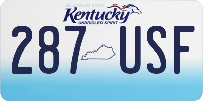 KY license plate 287USF